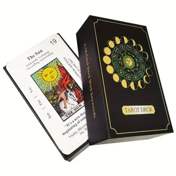 Classic Tarot ✦ 78-Card Beginner Deck ✦ Keywords, Meanings & Guidebook in Black - Picture 6 of 7